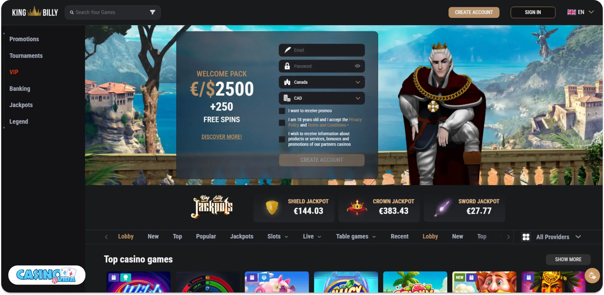 review King Billy Casino logo